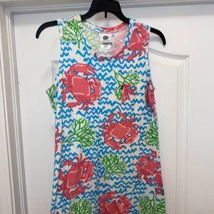 Simply southern xs sundress crab waves salmon blue